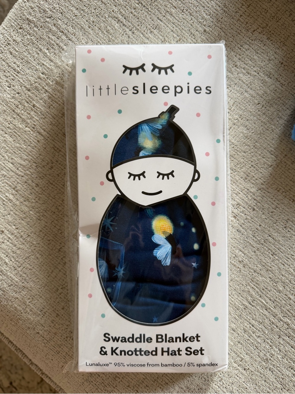 Little Sleepies Firefly Glow Newborn Swaddle & Knotted Hat Set
